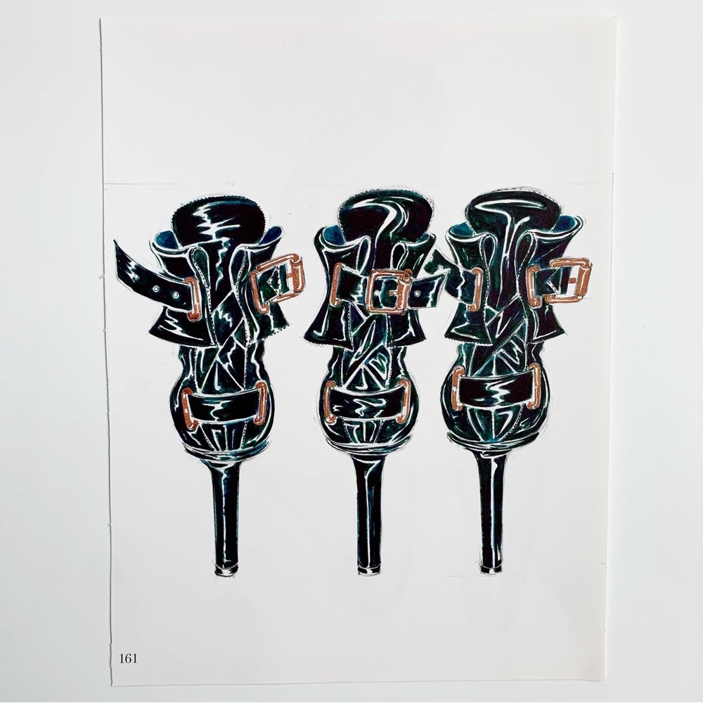 4/$20⭐️ Blue Trio Manolo Blahnik Shoe Illustration *PRINT*